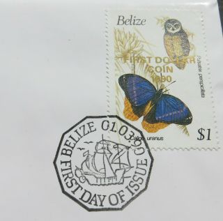 BRITISH HONDURAS BELIZE 1 $1 DOLLAR 1990 BU COVER SHIP COIN STAMP BUTTERFLY FDC 5