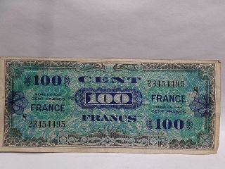 1944 France 100 Francs,  Wwii Military Issue Banknote.
