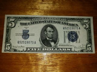 1934 D $5 Dollar United States Silver Certificate Banknote