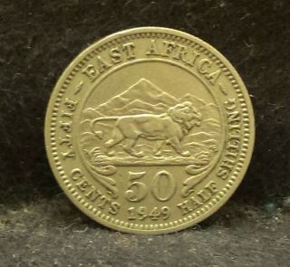 1949 British East Africa (kenya) 50 Cents,  Decent Grade,  Km - 30 (ea49)