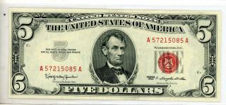 Series 1963 Five Dollar $5 Bill Red 085a