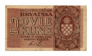 Croatia Banknote 2 Kune 1942.  Vf