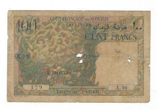 Djibouti - One Hundred (100) Francs,  1952