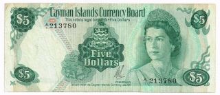 L.  1971 (1972) Cayman Islands 5 Dollars Note - P2a