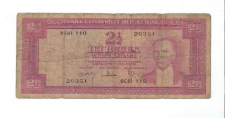 Turkey - 2.  5 Lira,  1930