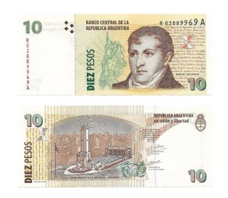 Argentina Replacement Note 10 Pesos (2004/5) Redrado - CamaÑo B 3423 P 354 Unc