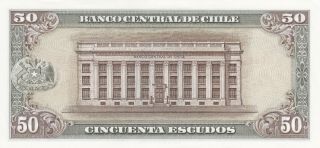 50 ESCUDOS UNC BANKNOTE FROM CHILE 1964 PICK - 140 2