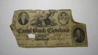 $5 1854 Cleveland Ohio Oh Obsolete Currency Bank Note Bill Canal Bank Of Cleve.