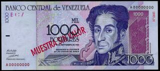 Venezuela - 1000 Bolivares - 1998 - Specimen In Red - Gem Unc - Bolivar