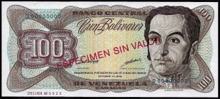 Venezuela - 100 Bolivares - 1998 - Specimen In Red - Gem Unc - Bolivar