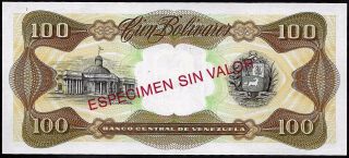 VENEZUELA - 100 BOLIVARES - 1998 - SPECIMEN IN RED - GEM UNC - BOLIVAR 2