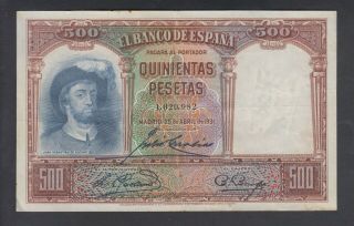 Spain 500 Pesetas 25 - 04 - 1931 Vf - P.  84,  Banknote,  Circulated