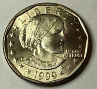 1999 P (1 Roll) & D (1 Roll) $1 Susan B Anthony Dollar Bu Roll 20 Coins