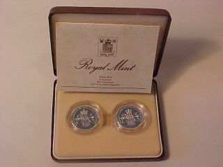 1989 United Kingdom 2 Pound Silver Piedfort Two - Coin Set Bill Of Rights/claim Of