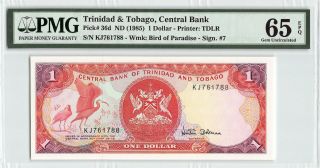 Trinidad & Tobago Nd (1985) P - 36d Pmg Gem Unc 65 Epq 1 Dollar