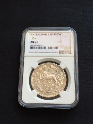 1320/1902 Silver 5000 Dinars Ngc Au53