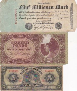 7 1923 - 2001 Circulated Notes From All Over