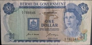 Bermuda 1970 $1 One Dollar P 28 British Colony Queen Elizabeth Qeii Crisp Vf