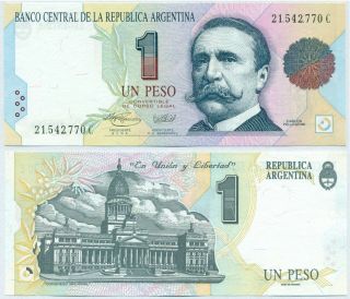 Argentina Note 1 Peso (1993) Fernandez - Menem Serial C B 3007 P 339b Unc