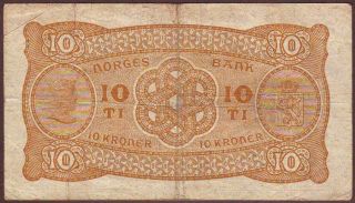 NORWAY 10 Kroner 1941 Prefix A 2