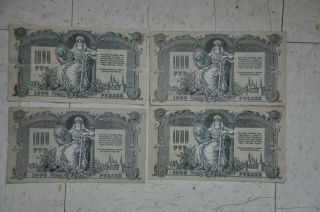 4 Four 1919 Russia 1,  000 Rubles Note Tzar 1000 Russian Ra - 00015 4b - 004 Ra - 00003