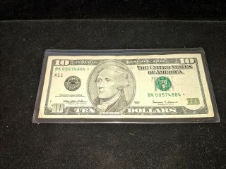 1999 $10 Star Note Old Style Low Serial Bk00574884