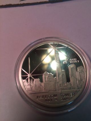 July 4 2004 Freedom Tower Silver Clad Coin,  We Will Never Forget,  One Dollar