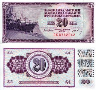 Yugoslavia 20 Dinara Banknote World Paper Money Unc Currency Pick P85 1974 Bill