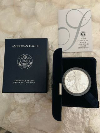 2004 American Eagle One Ounce Silver Proof Coin W/box And