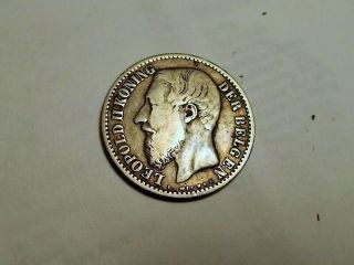 Belgium 1886 1 Franc Silver Coin Leopold Ii Shape