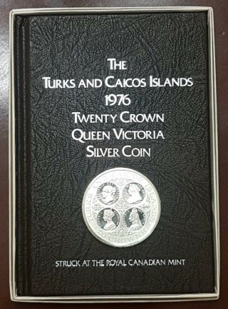 1976 The Turks And Caicos Island Silver 20 Crowns In Book - Mi Co6