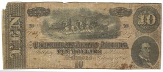 $10 1864 Confederate States Of America - Richmond,  Va T - 68