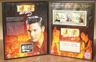 Elvis Presley Americana Colorized Us $2 Bill With Collectible Folio Licensed