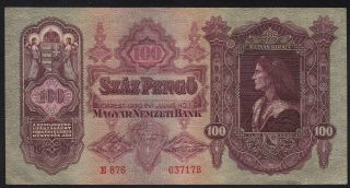 1930 Hungary 100 Pengo Old Vintage Paper Money Banknote Currency Note P 98 Xf