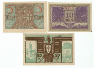 Set Of 3 Germany Notgeld 5.  10.  20 Mark Eisenach 1918