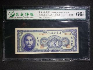China Kwangtung Provincial Bank 1949 1 Dollar 66epq