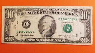 1993 $10 Dollar Bill C 16800023 A