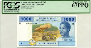 Central African States 1000 Francs 2002 Cameroun Gem Unc Pick 207 U Value $67