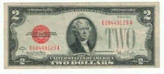 1928 G Us United States $2 Two Dollar Bill Red Seal Currency Note H08449129