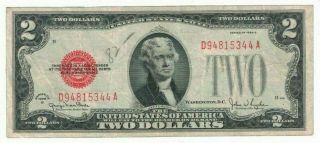 1928 G Us United States $2 Two Dollar Bill Red Seal Currency Note H94815344