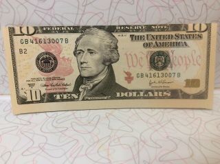 Ten Dollar $10 Federal Reserve Note Miscut Misaligned Off Center