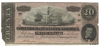 $20 1864 T - 67 Csa Confederate States Of America Richmond