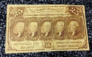 Civil War Era Fractional Twenty Five Cent Postage Currency,  Fr.  1281