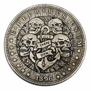 Us Four Skull Hobo Nickel Silver Novelty Morgan Dollar Coin Dollar Stamp