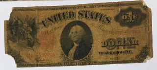 United States 1917 $1 One Dollar Large Bill Legal Tender - Authentic