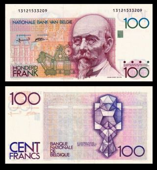 Belgium 100 Francs Nd 1982 - 1994 P 142 Xf,  Hendrik Beyaert