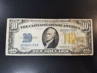 1934 A North Africa Silver Certificate $10 Wwii Emergency Issue