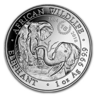 2018 Somalia 1 Oz Silver Elephant 15th Anniversary Jubilee Bu - Sku 162691