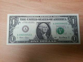 2001 $1 Dollar Bill Dark Partial Offset Print Error Note Currency Paper Money