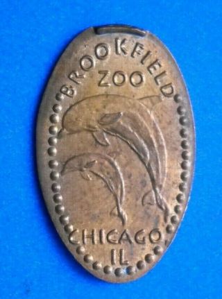 Brookfield Zoo Elongated Penny Chicago Il Usa Cent Dolphins Souvenir Coin